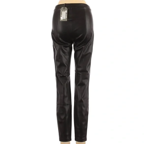 NWT All Saints Women's Isla Black Faux Leather Leggings 0 - Picture 3 of 9